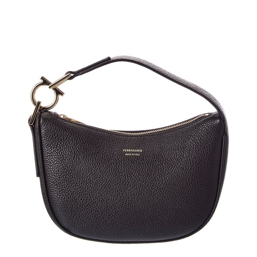 Ferragamo Leather Hobo Bag, Black